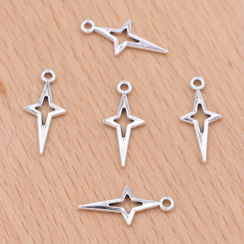 10Pcs Stainless Steel Small Star Pendant Flat Charms With Open Jump Ring  For Necklace Bracelet Earring Dangle DIY Jewelry Making