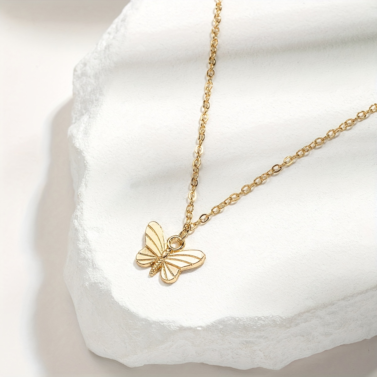 Mini Hollow Out Butterfly Pendant Thin Chain - Temu