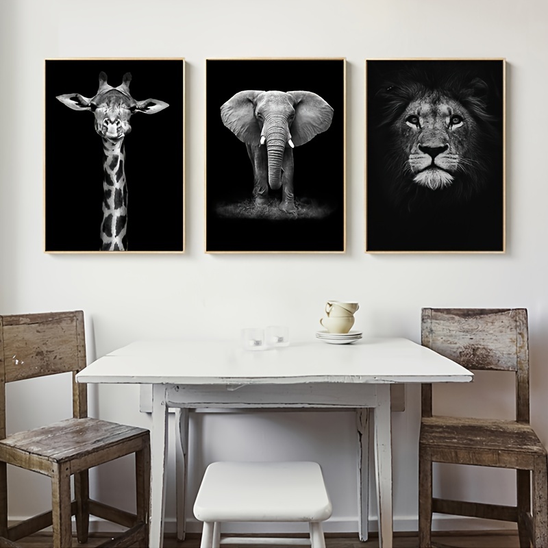 Cuadros Decorativos Animales León Elefante Jirafa Canvas 4k