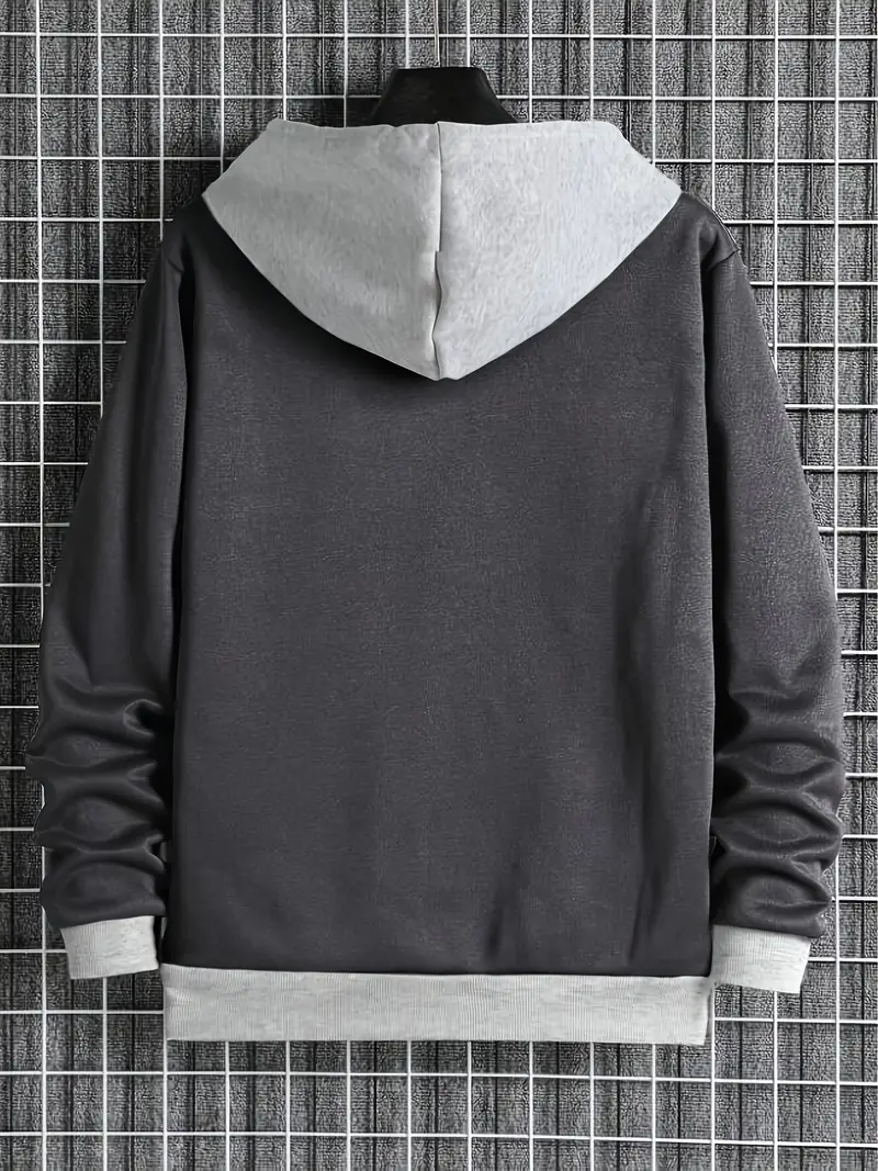 Color Block Men's Hooded Jacket Casual Long Sleeve Hoodies - Temu