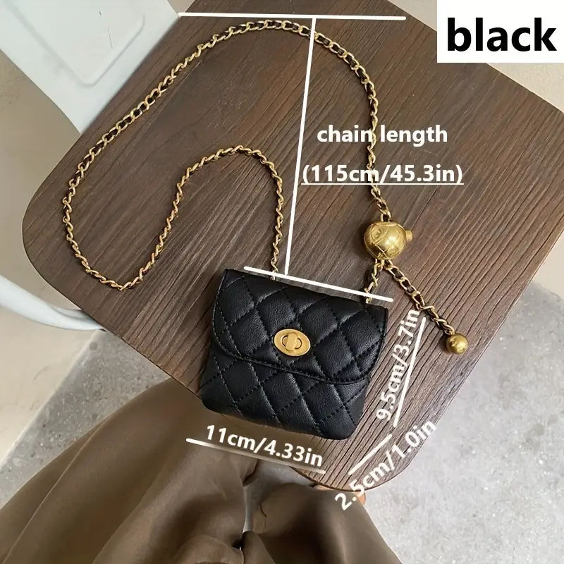 Mini Classic Quilted Crossbody Bag, Metal Chain Decor Waist Bag With Turn  Lock, Women's Elegant Fanny Pack & Shoulder Purse - Temu