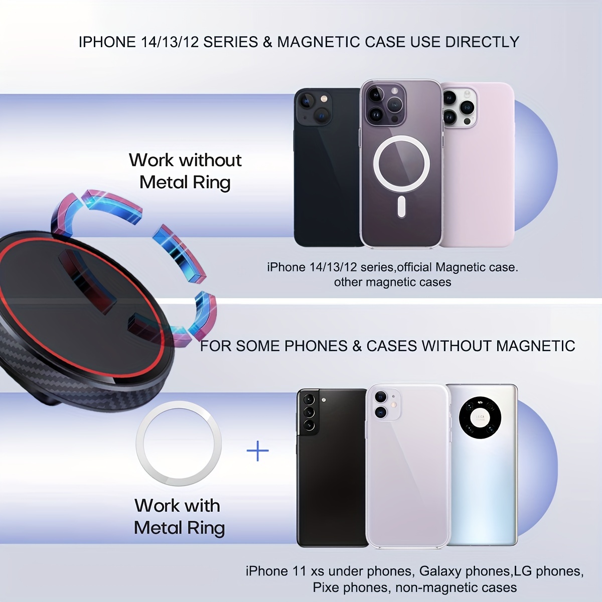Car Magnetic Phone Mount For 3/y Flip Cover Design Double Adhesive
