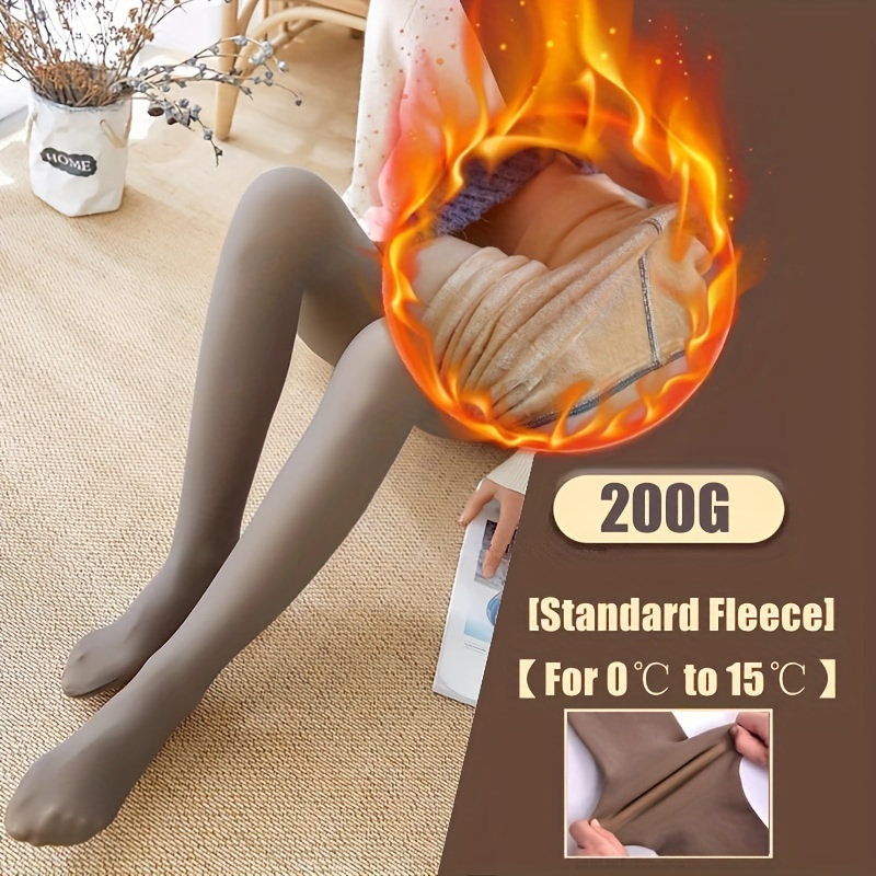 300g Skintone Thermal Fleece-Lined Tights For Black/Brown Women
