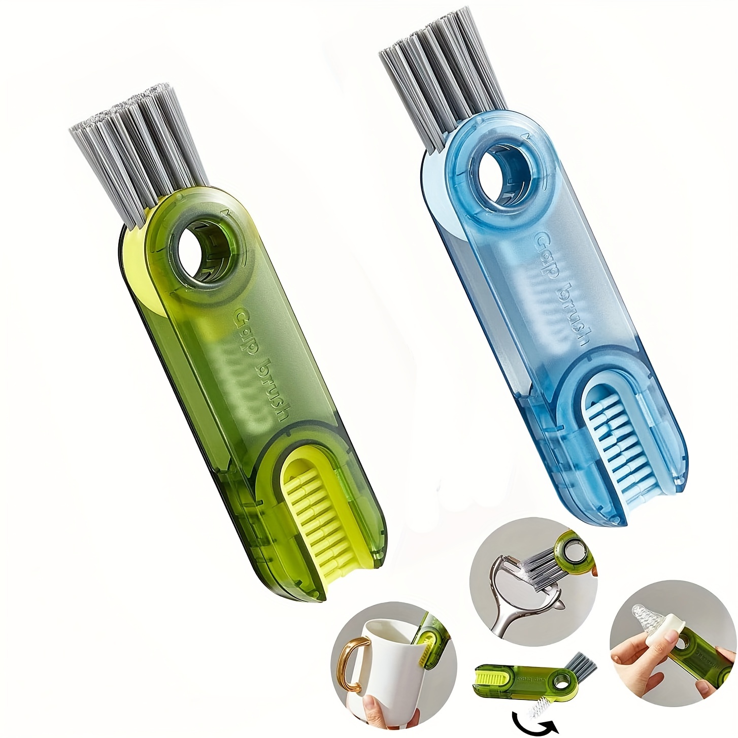 3 in 1 Cup Lid Cleaning Brush Set Multifunctional Bottle Brush Cleaner Tiny  Bottle Cup Lid Brush Straw Cleaner Tools Mini Silicone Bottle Cup-Holder