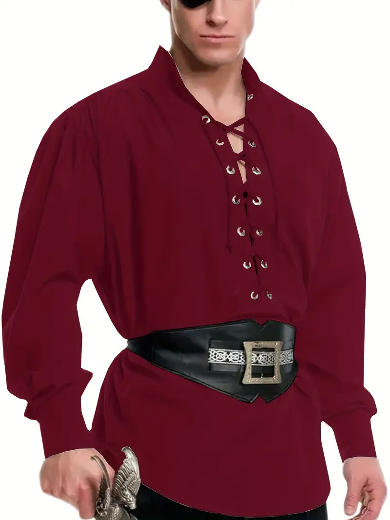 Plus Size Men's Vintage Style Shirt Medieval Pirate Shirt - Temu