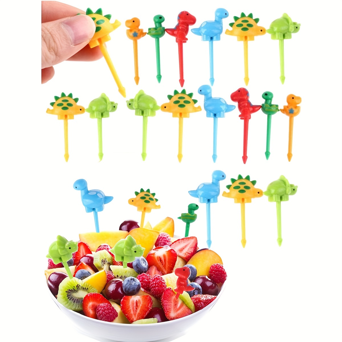 32Pcs Food Picks for Kids Cute Cartoon Mickey Unicorn Dinosaur Fruit Forks  Reusable Toddler Mini Toothpick Lunch Box Accessories