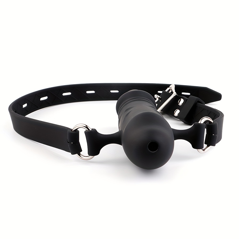 Unisex Mouth Gag Dildo Oral Fixation Harness Bondage Leather Strap On Sex Toys Penis Plug Silicone Double Ended Dildos For Couple Men Women Adult Pleasure - Mens Underwear and Sleepwear