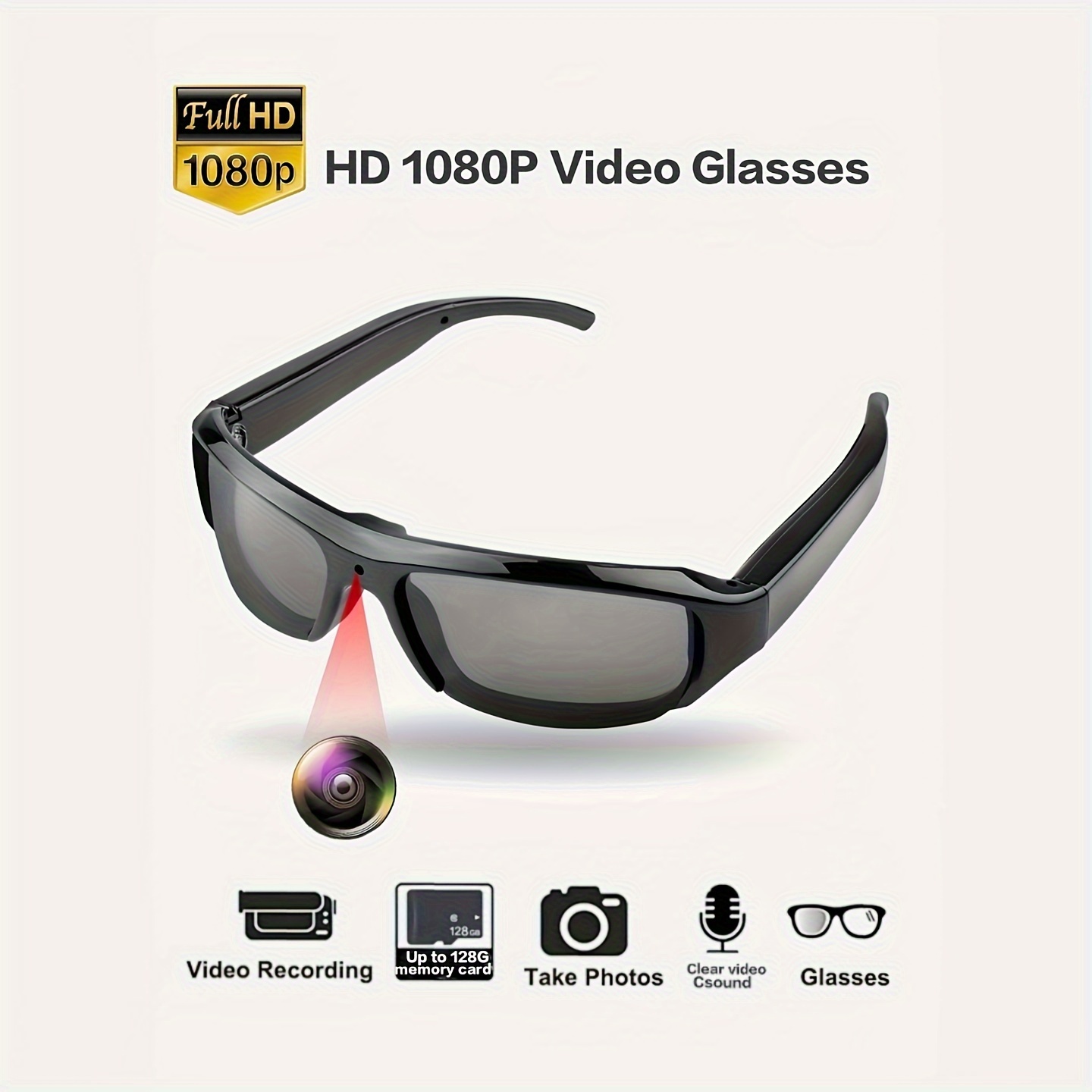 Gafas De Cámara HD 1080P Para Exteriores. Cámara DV. Duración De Batería De  90 Minutos. Ángulo Amplio De 75°. Mini Cámara Portátil Para Gafas. Gafas D