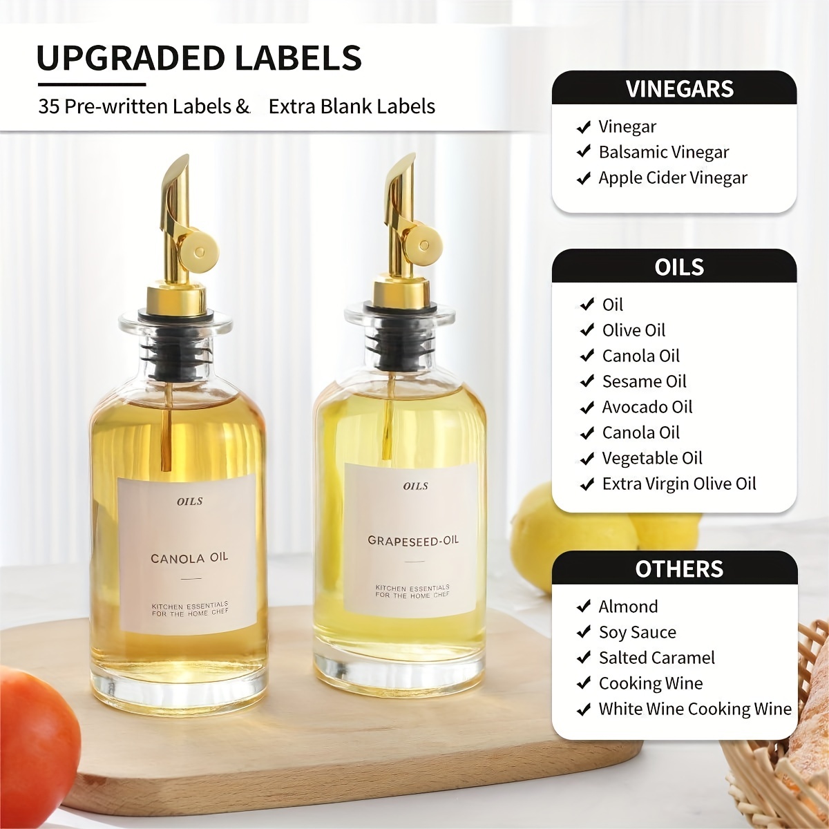 Ceramic White Bottles Olive Oil/vinegar Gold Weighted Pourer Storage Bottle  500ml Reusable Organise Your Kitchen Personalised Label 