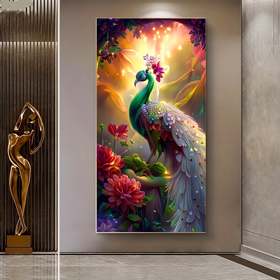 Golden Peacock Leaf Wall Art Canvas Painting Elegant Poster - Temu