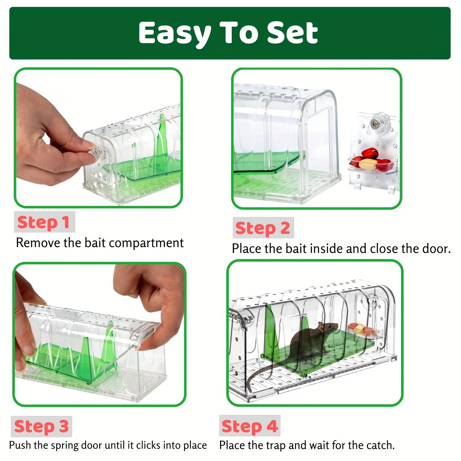 Plastic Mouse Trap Live Catcher Reusable Kids Pets Safe Pest