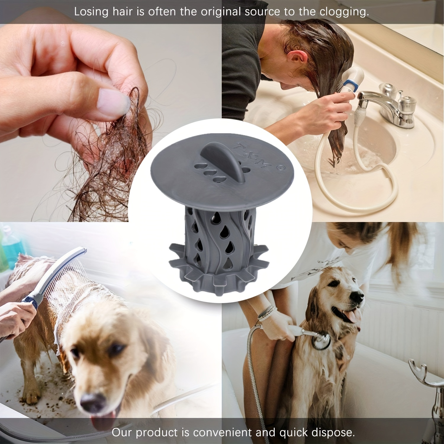 3 Pack Pet Dog Hair Catcher Shower Drain Cover,Hair Stopper Drain