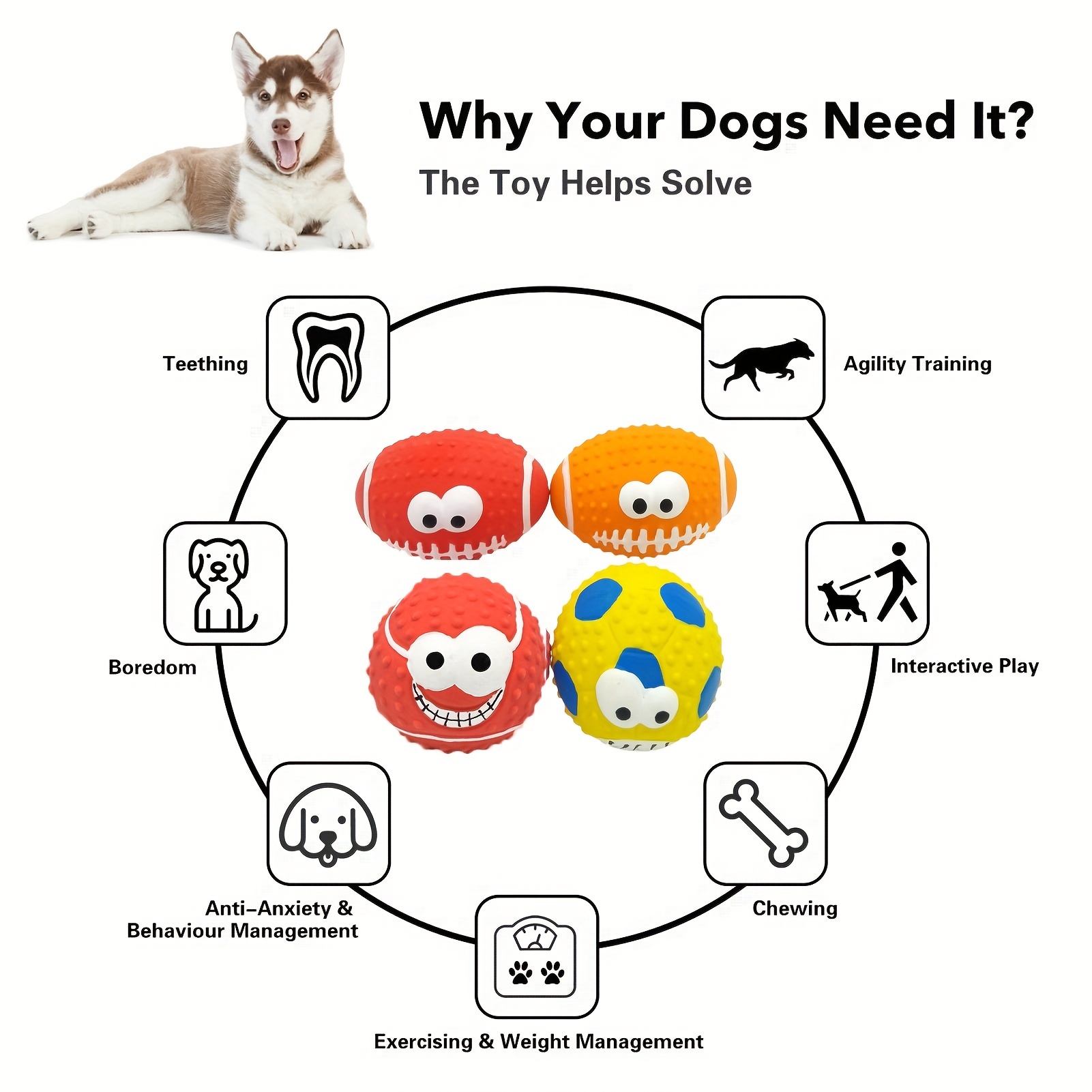 Squeaky Latex Puppy Dog Toy Ball Sets Dog Chew Toy Interactive Toy For Small  Medium Dogs - Temu