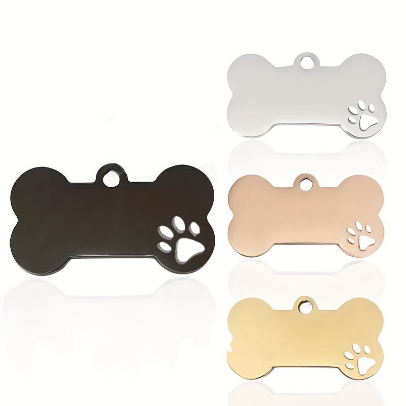 Stainless Steel Bone Shape With Paw Blank Dog Id Tag For - Temu