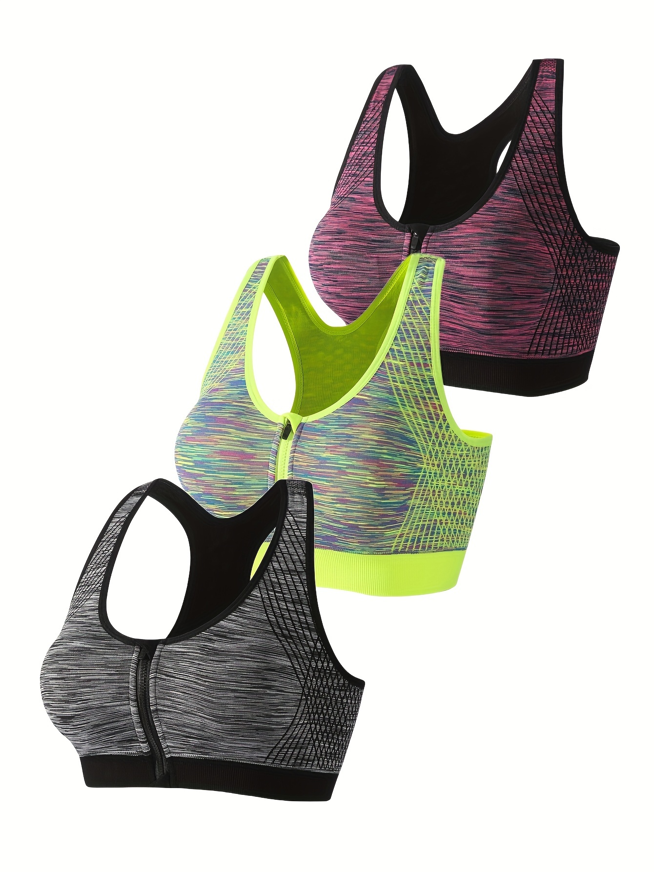 Quick Drying Push Sports Bra High Impact Zipper Front - Temu Canada