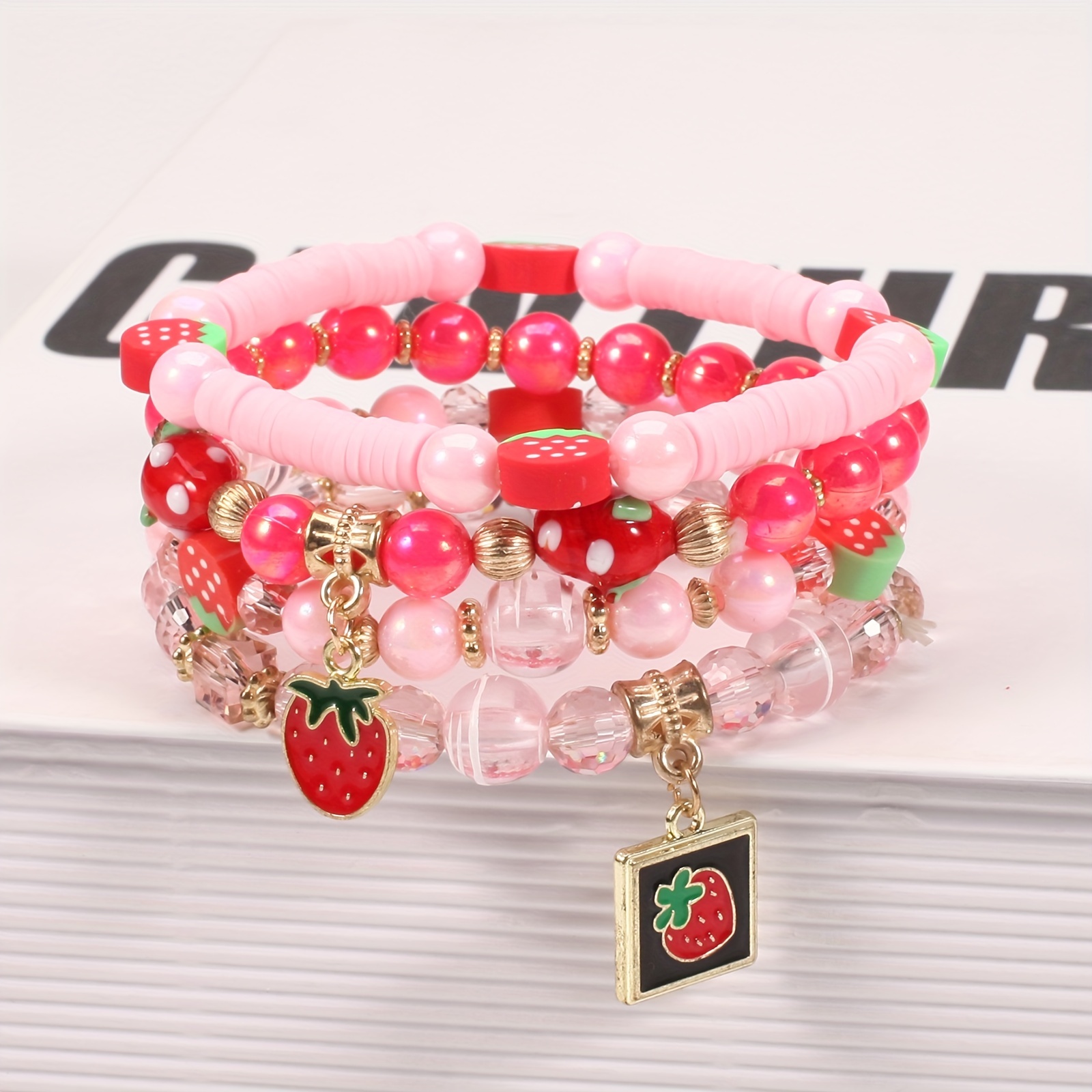 Cute Beads Bracelet with Eiffel Tower Charm - Strawberrycoco