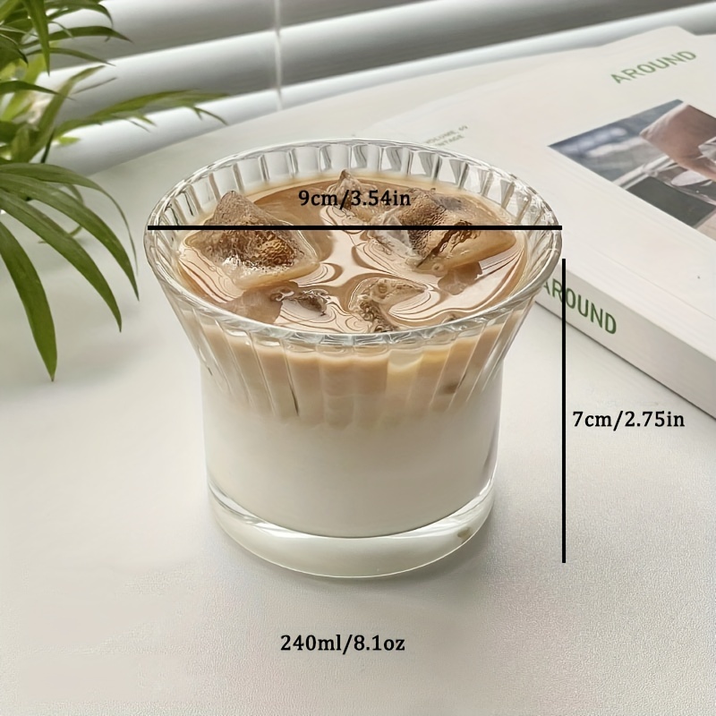 1pc, Ribbed Glass Water Cup, Clear Glass Coffee Cups, Creative Drinking  Cups, Summer Winter Drinkware, Home Kitchen Items