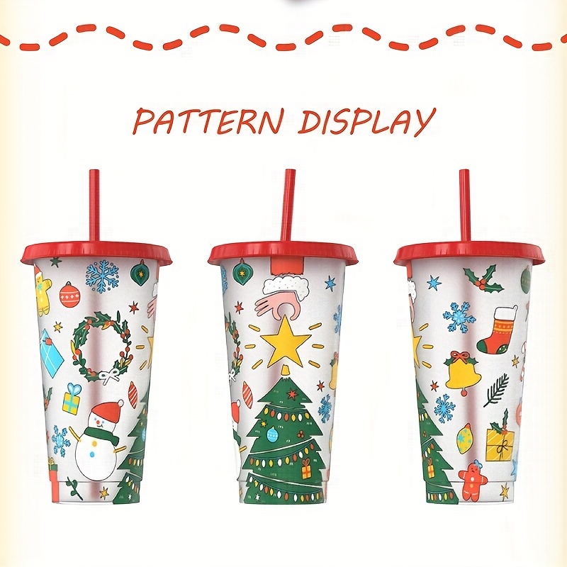 Christmas Color Changing Tumbler With Lid And Straw Plastic - Temu