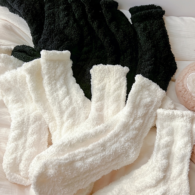 Solid Fuzzy Socks Comfy Warm Home Floor Socks Women's - Temu