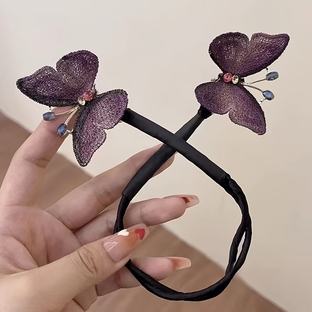 Temu Butterfly Flower Headpiece, Embroidery Crystal Plate Hair Clips, Zinc Alloy Flower Buds Hair Accessories, Suitable for Daily Use Hair Clips Grab