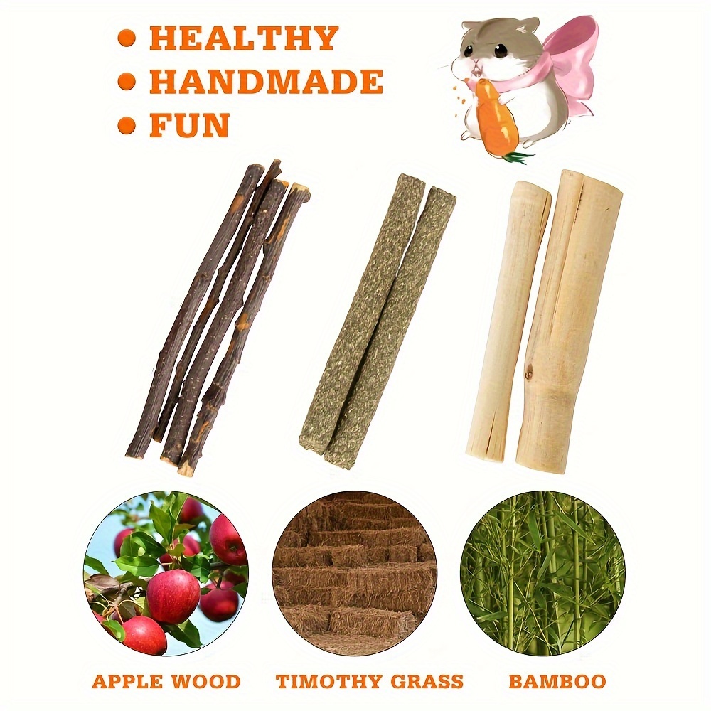 Juego de juguetes para masticar hámster, juguetes molares de animales  pequeños, accesorios de madera para conejillos de indias, chinchillas,  jerbos