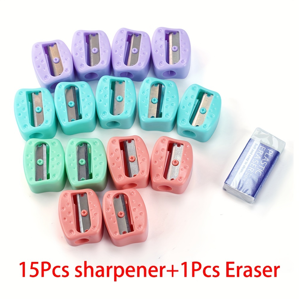 Student Gift Christmas Gift Box 15pcs Macaron Color Small Hand-held Pencil Sharpener With Eraser 1804