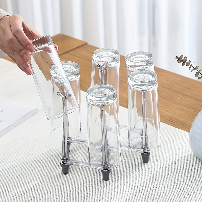 Stylish Cup Drying Rack Stand with Drain Tray Non Slip Mugs Cups Organizer Drying  Rack Metal Drying Rack with 6 Hooks for Home