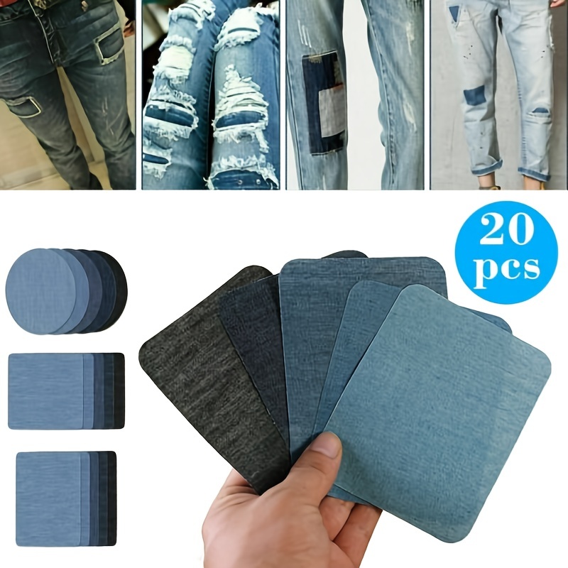 HTVRONT Parches termoadhesivos para reparación de ropa, parches de tela  para planchar para reparación de jeans, kit de decoración de 20 piezas para
