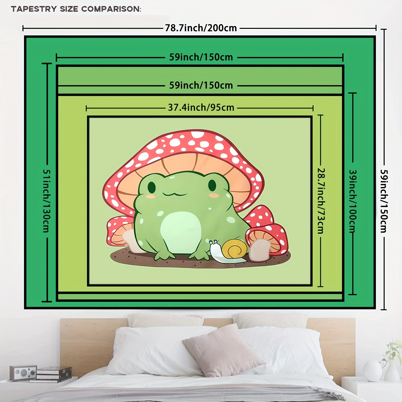 cute frog, kawaii frog cartoon - Cute Frog - Tapestry