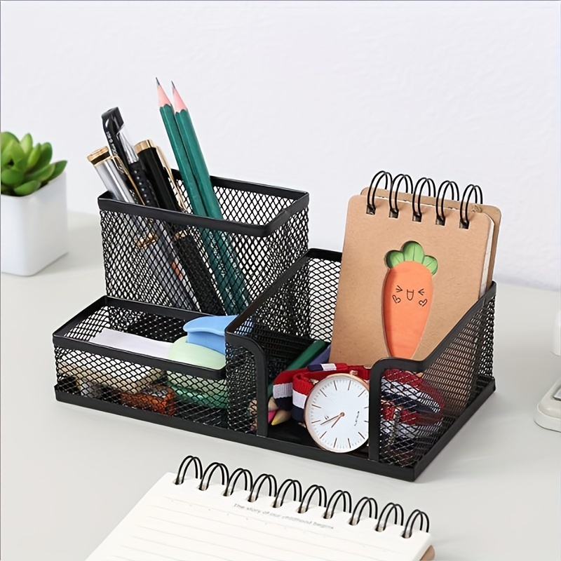 Stationery Pen Holder Metal Mesh Desktop Pen Holder Office - Temu