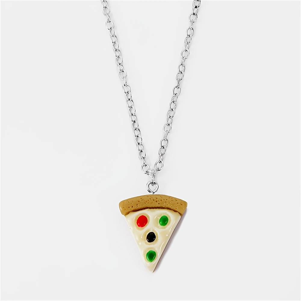 Cute Pizza Pendant Necklace, Vintage Pizza Shape Adjustable Necklace ...