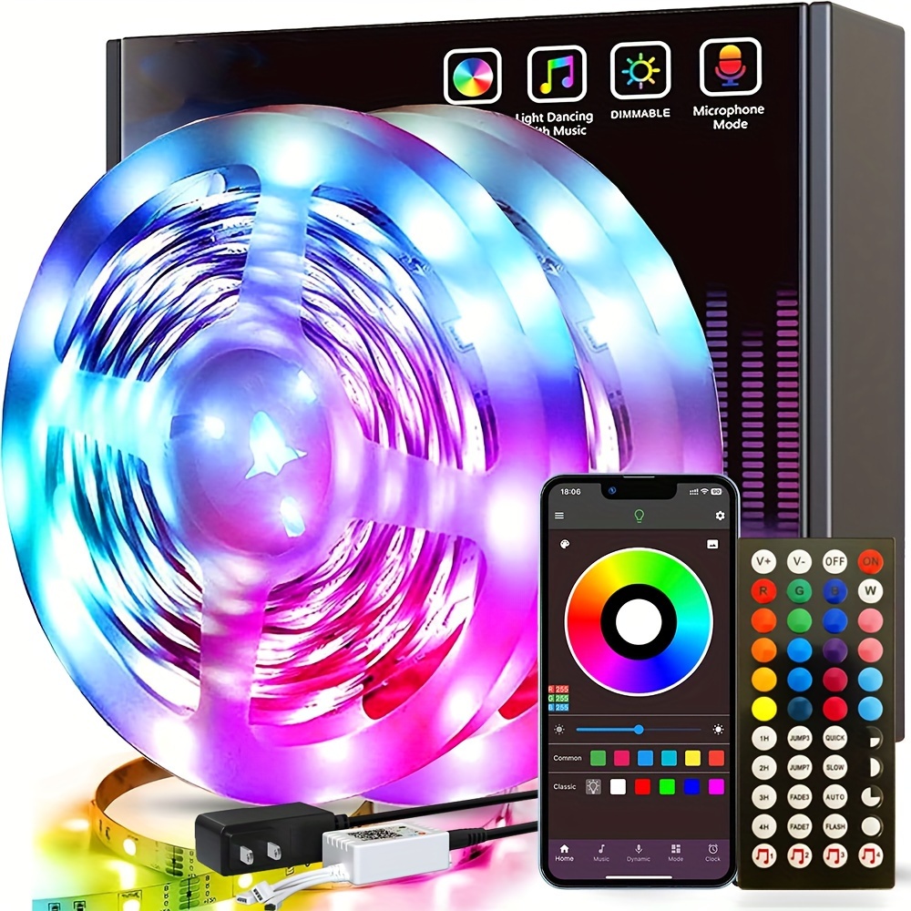 Luces Led 130 Pies Dormitorio Tiras Luces Led Cambian Color - Temu
