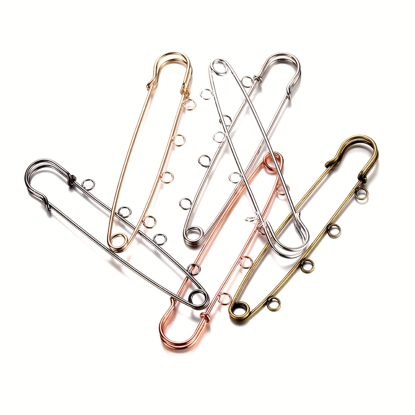 20pcs Platinum Iron Heavy Duty Safety Pins 2 Inch With 3 Loops Metal Kilt  Pins F
