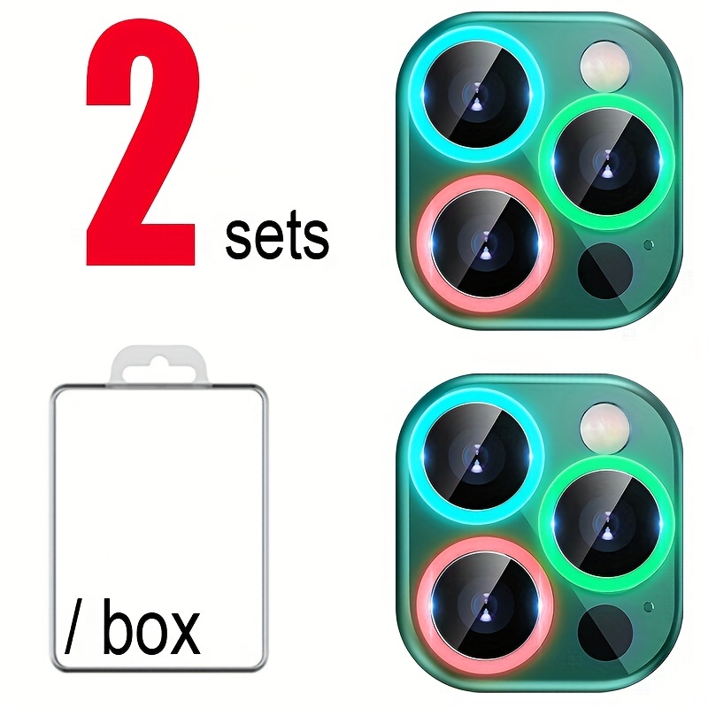 2 Juegos / Caja Protector Lente Luminoso Iphone 14 Pro Max - Temu