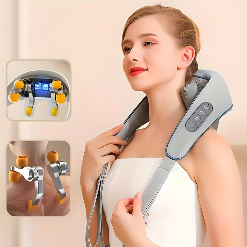 Neck Massager Neck, Shoulder, Back,waist, Leg, Relax Massager Shiatsu:  Electric Rechargeable Massage Cushion Pillow - 3d Heated Deep Tissue  Kneading - For Relaxation At Home, Office,travel & Car - Temu