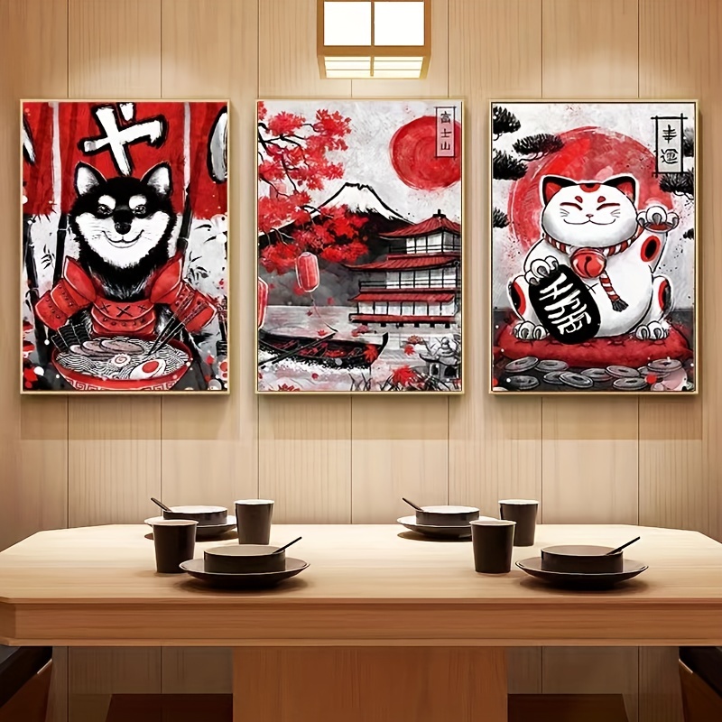 3pcs Canvas Poster Modern Art Sushi Restaurant Ideal Gift For Living Room Kitchen  Decor Wall Art Wall Decor Home Decor Wall Art Room Decor Room Decoration No  Frame Home  Kitchen