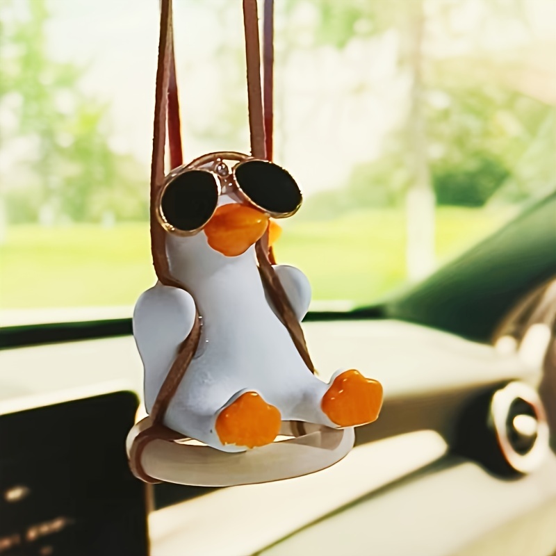 Cute Swing Duck Car Hanging Ornament Interior Rearview Mirrors Charms Pendant  Car Flying Duck Pendant Hanging Swing Auto Decoration Ornament Accessories  