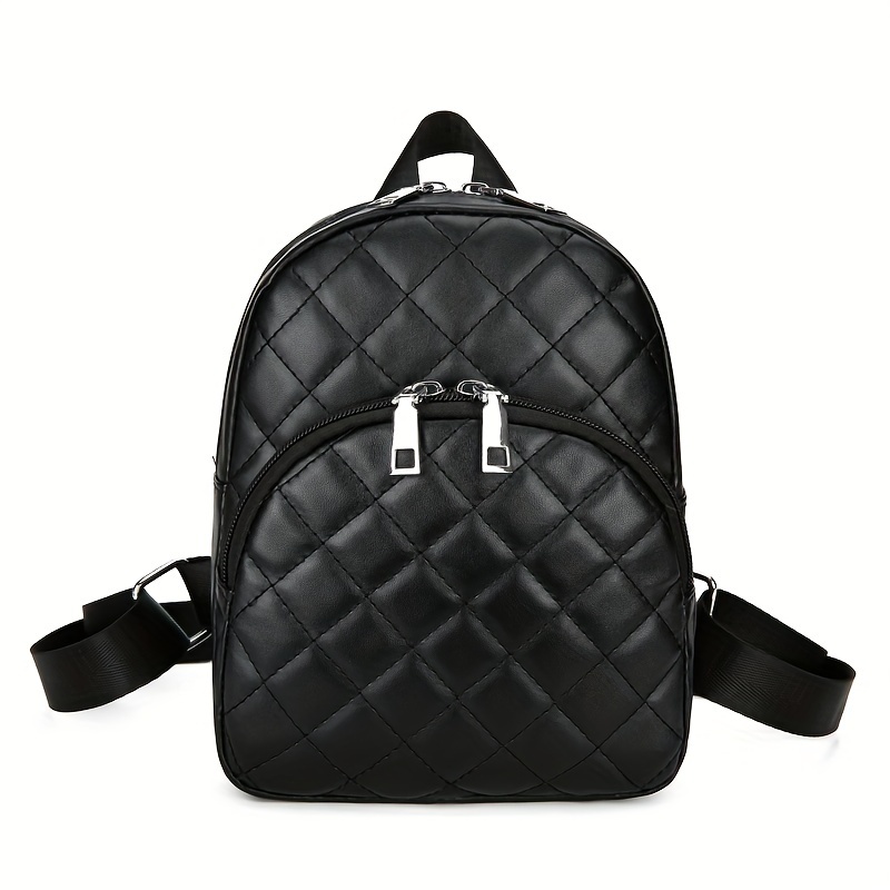 Girls Embossed Pattern PU Zipper Classic Backpack