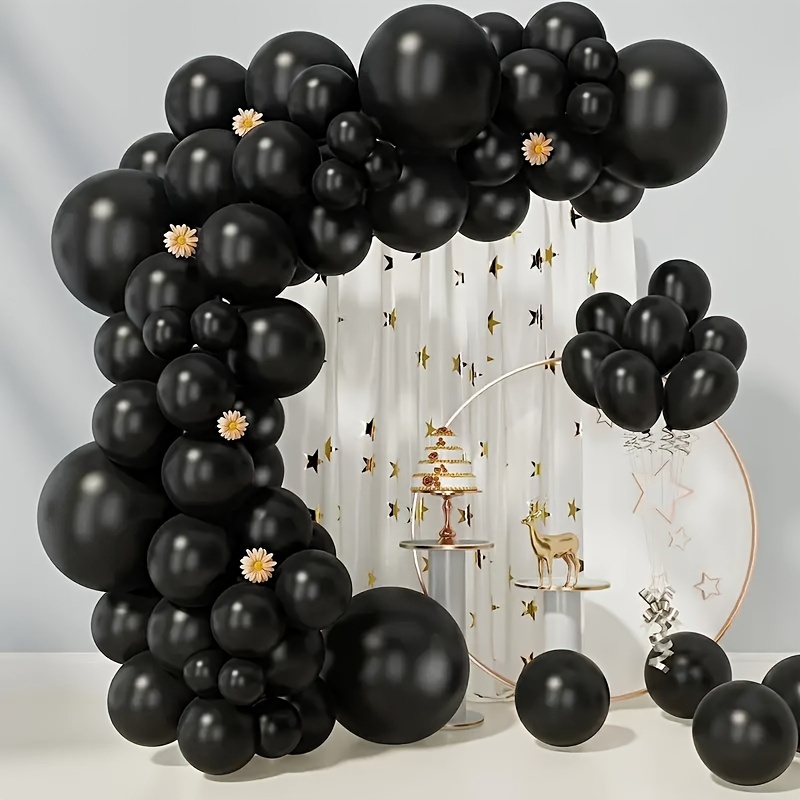 Arche Ballon Or Noir, Decoration Anniversaire, Or Noir Ballon