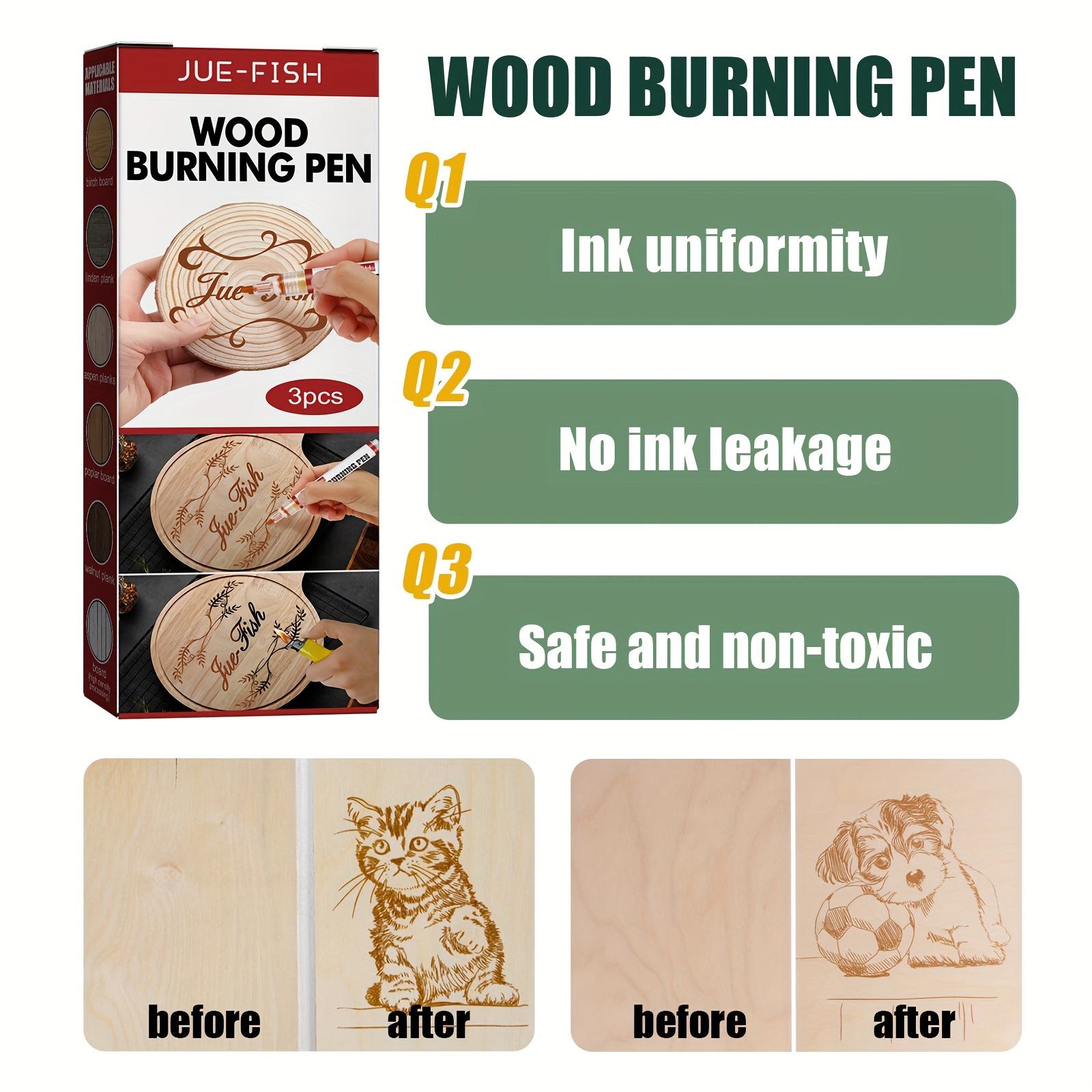 Wood Burner Set 3pcs Portable Wood Burning Pen Set