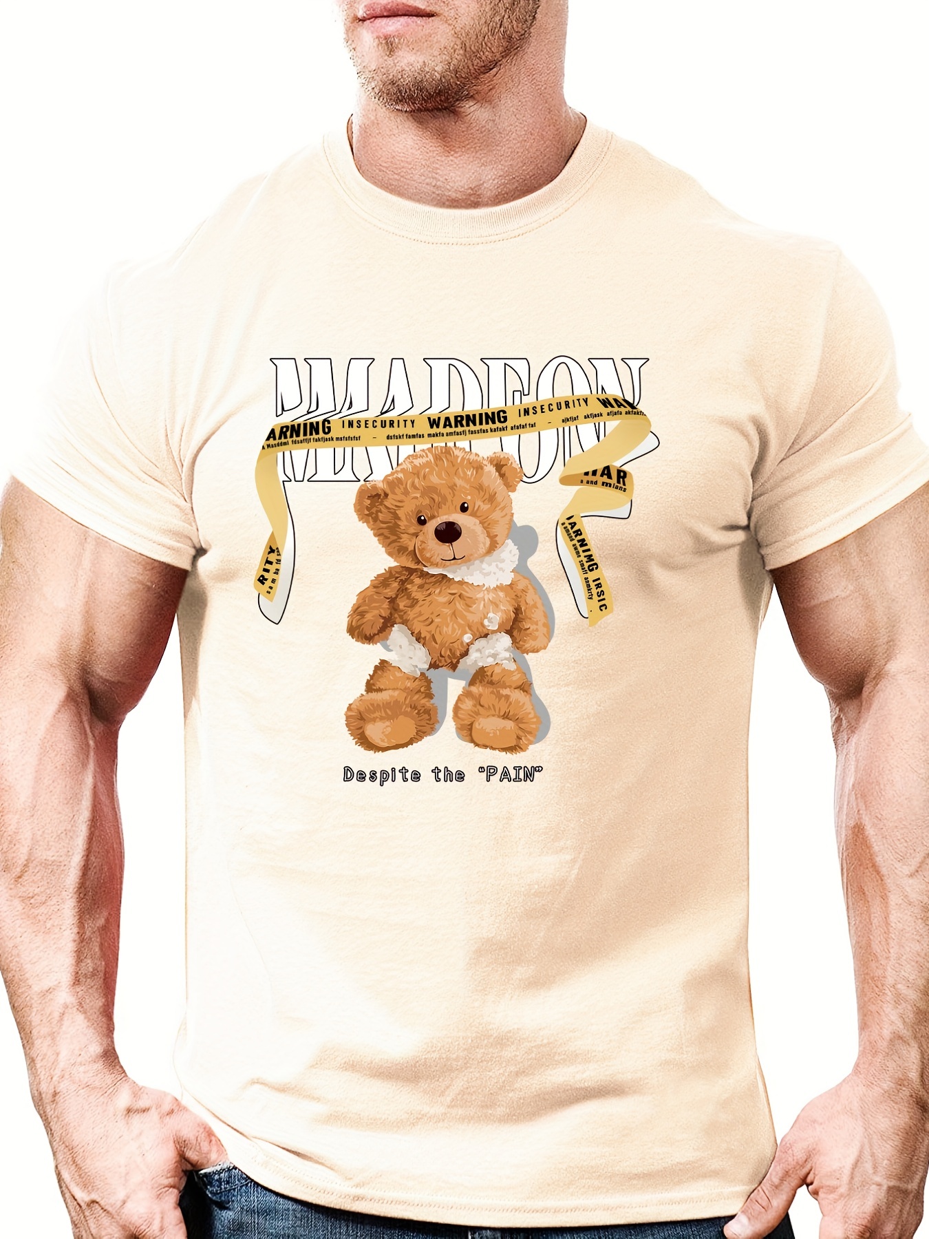 Estampado Dibujos Animados Oso Camiseta Novedosa Cuello - Temu Chile