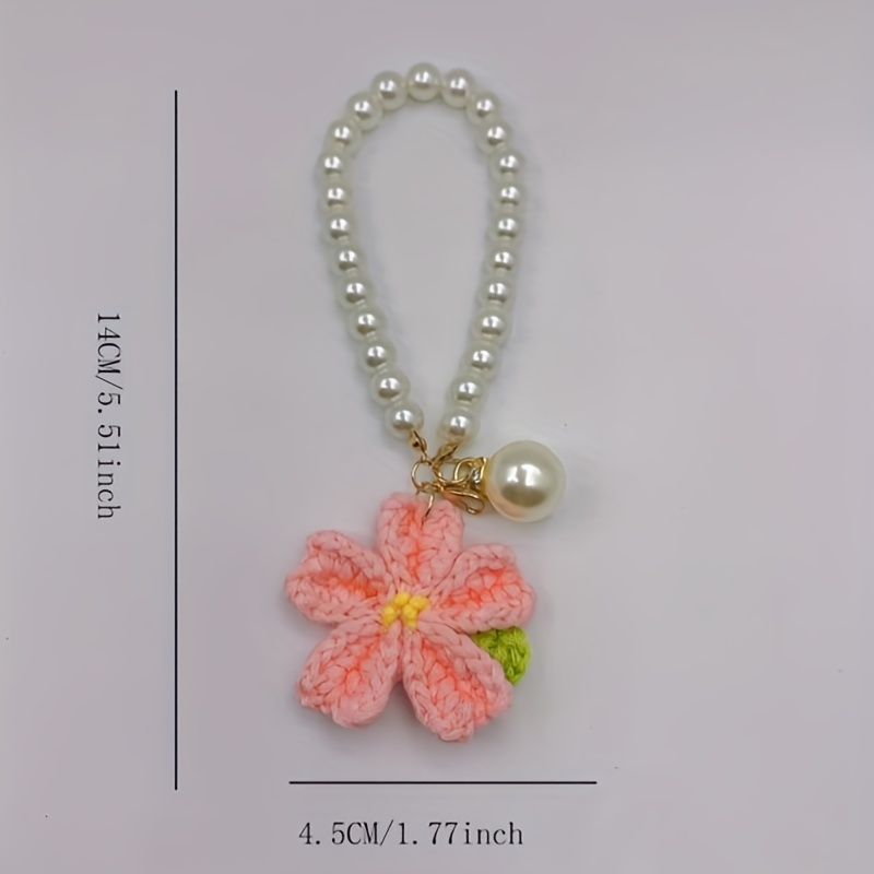 Simulation Cherry Crochet Keychain Pendant Bag Pendant Woolen Flower Ornament Accessories,Temu