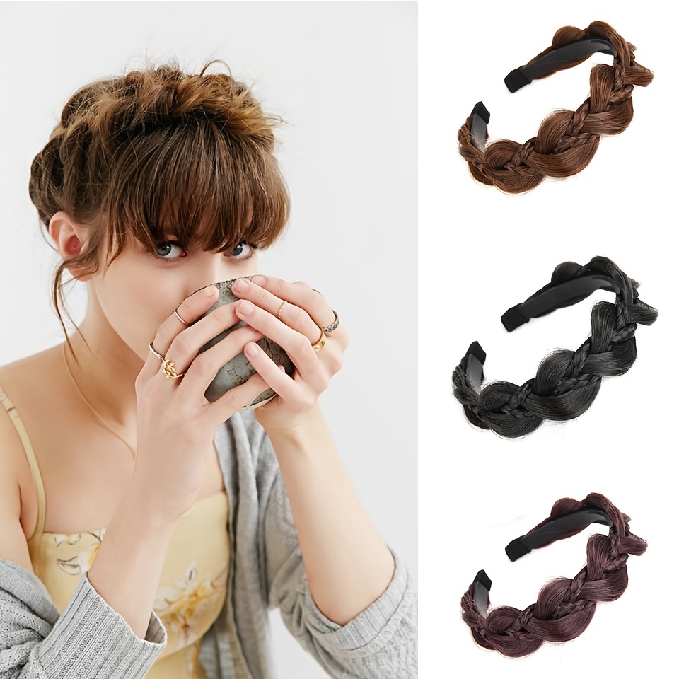 Women Wide Wig Twist Braided Hair Bands Fashion Non-slip Braids