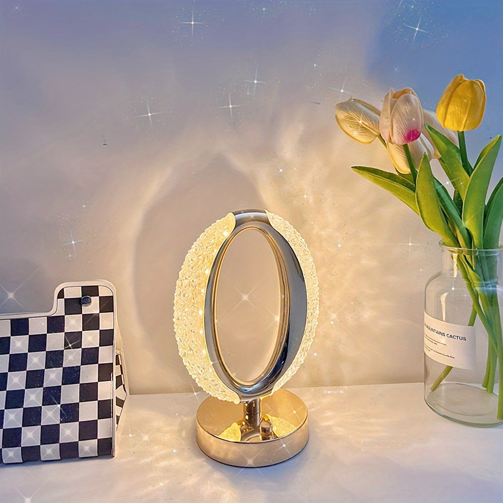 round crystal table lamp three color dimmable touch control 0