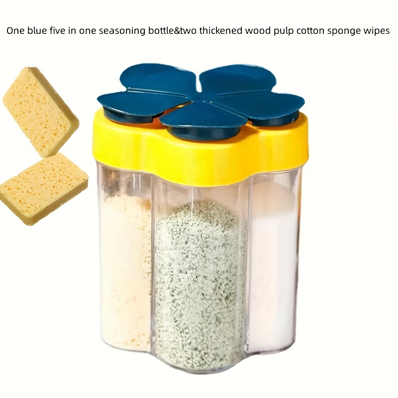 5-in-1 Spice Bottle Set (1 Spice Bottle & 2 Thickened Wood Pulp Cotton  Sponge Wipes), Household Sealed Moisture Resistant Spice Jar For Outdoor  And Home - Temu