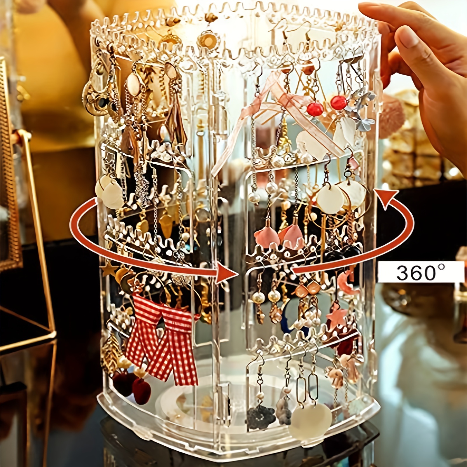 Homde Soporte organizador de aretes para collares, organizador de joyas  giratorio de 360 grados, soporte de exhibición para pulseras, torre de  joyería