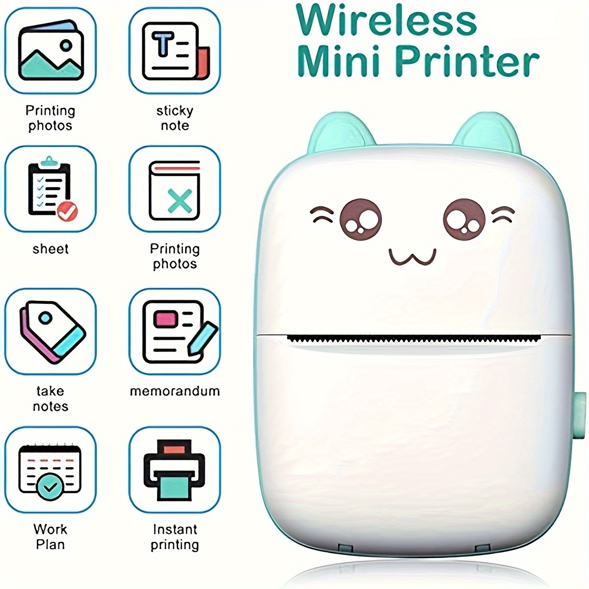 Mini Printer Portable Printer Thermal Printing Sticker Wireless Inkless  Pocket