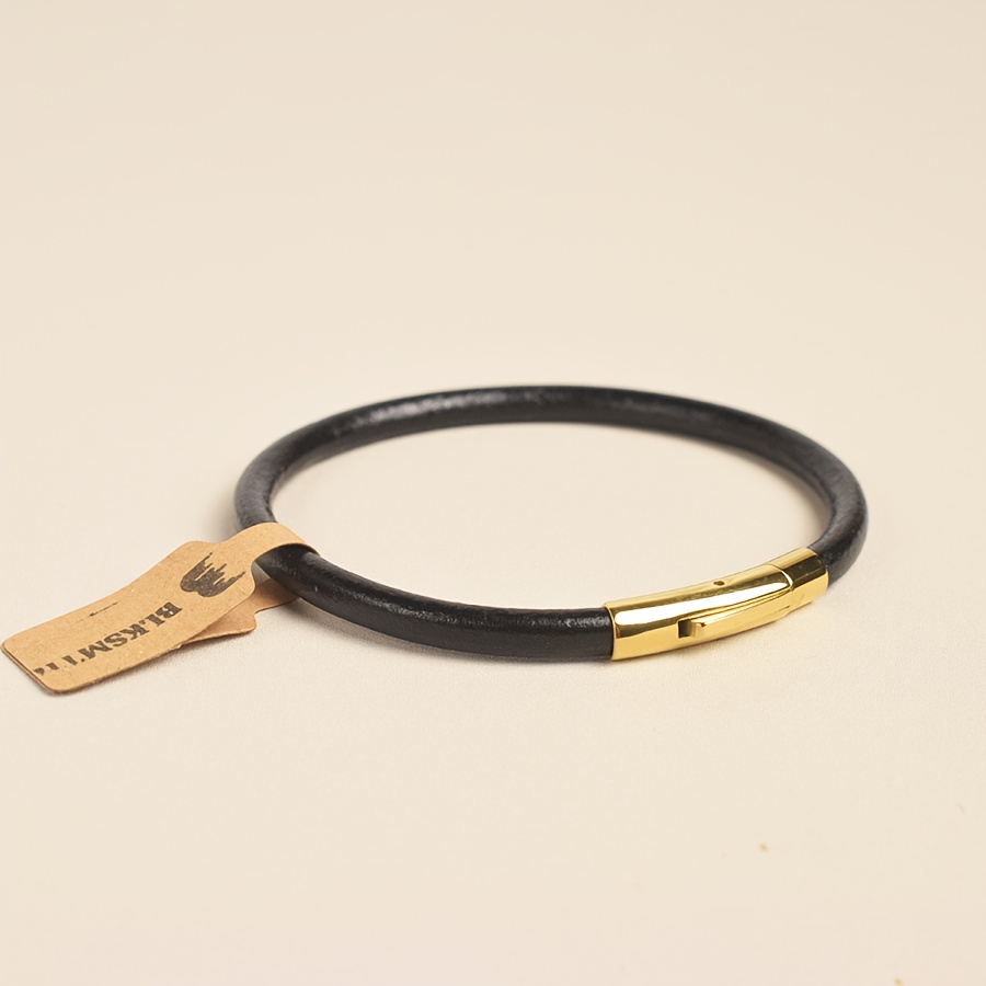 

Bracelet En Cuir Véritable Noir Style de Luxe Simple Accessoires de Tous Les Jours Cadeau Tendance Pour Femme Cadeau Pour Amis