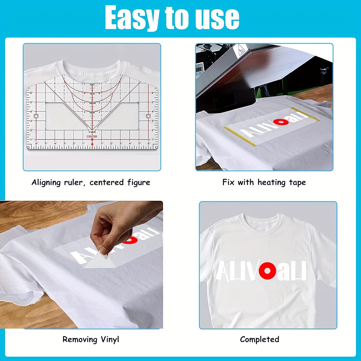 4 5 8pcs T Shirt Ruler Guide To Center Vinyl Transparent V Neck