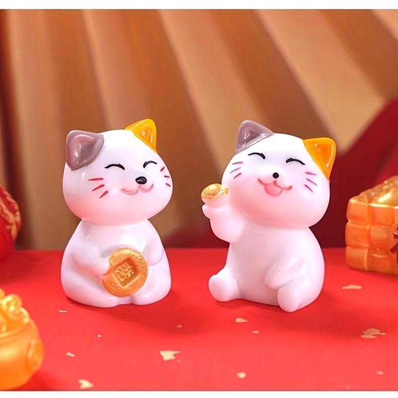 7pcs/set Cartoon Lucky Cat Doll Ornament Kreative Auto-Kuchen
